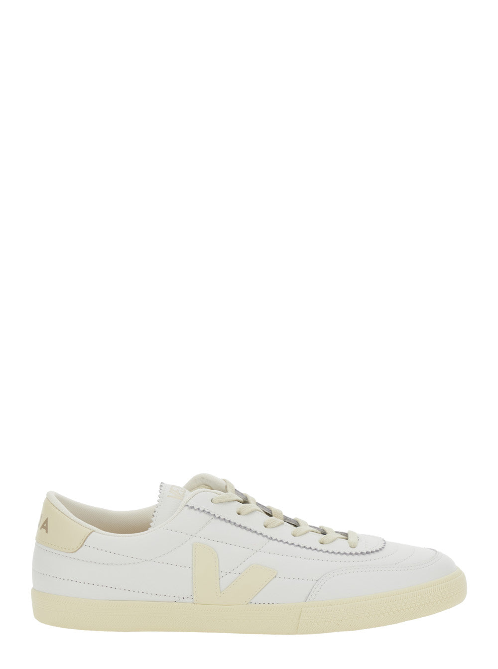 Panenka White Sneaker with Logo on the Side and Contrasting Heel in Leather Unisex Calf