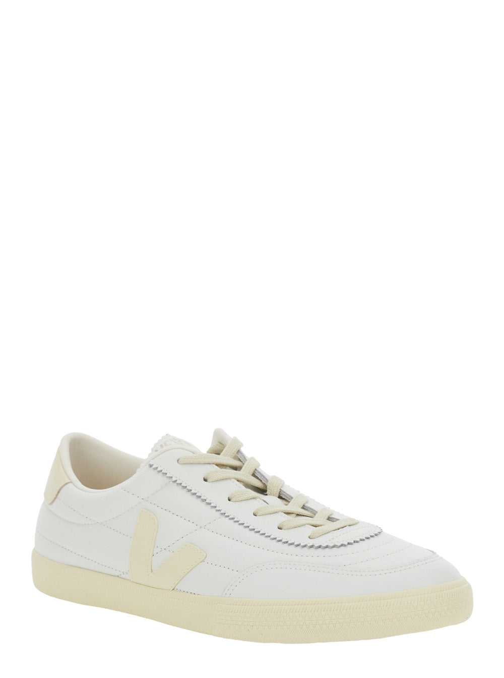 Panenka White Sneaker with Logo on the Side and Contrasting Heel in Leather Unisex Calf