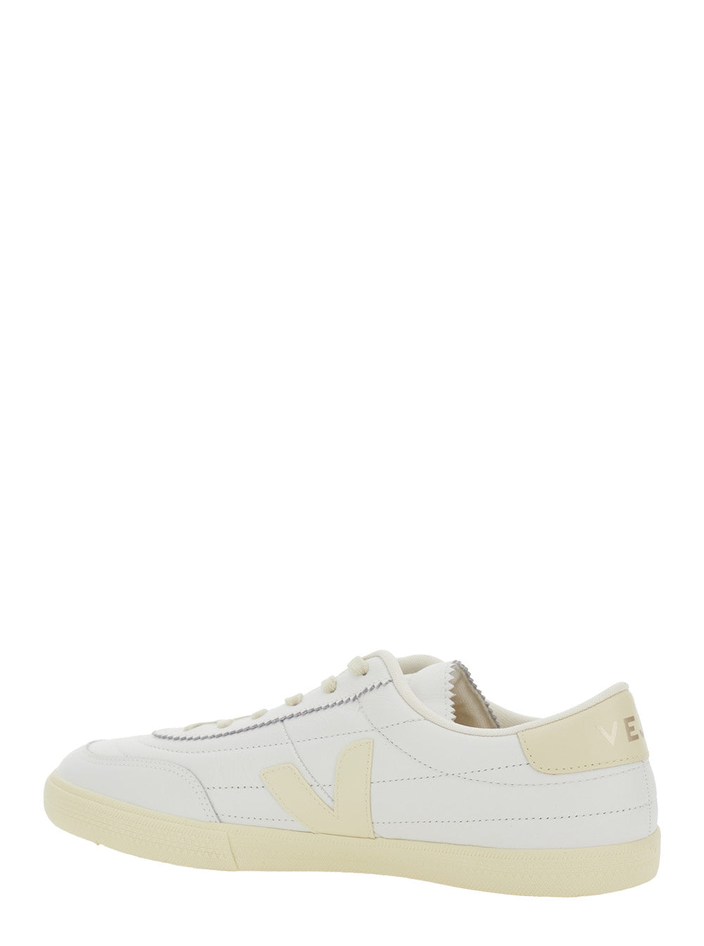 Panenka White Sneaker with Logo on the Side and Contrasting Heel in Leather Unisex Calf