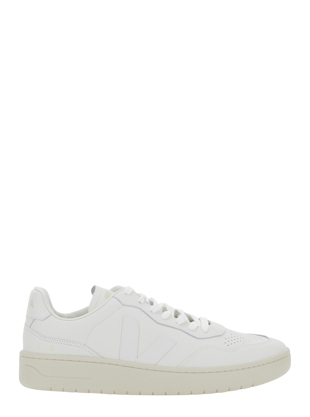 V-90 White Sneakers With Logo Patch On The Tongue And Lettering Heel Leather Unisex