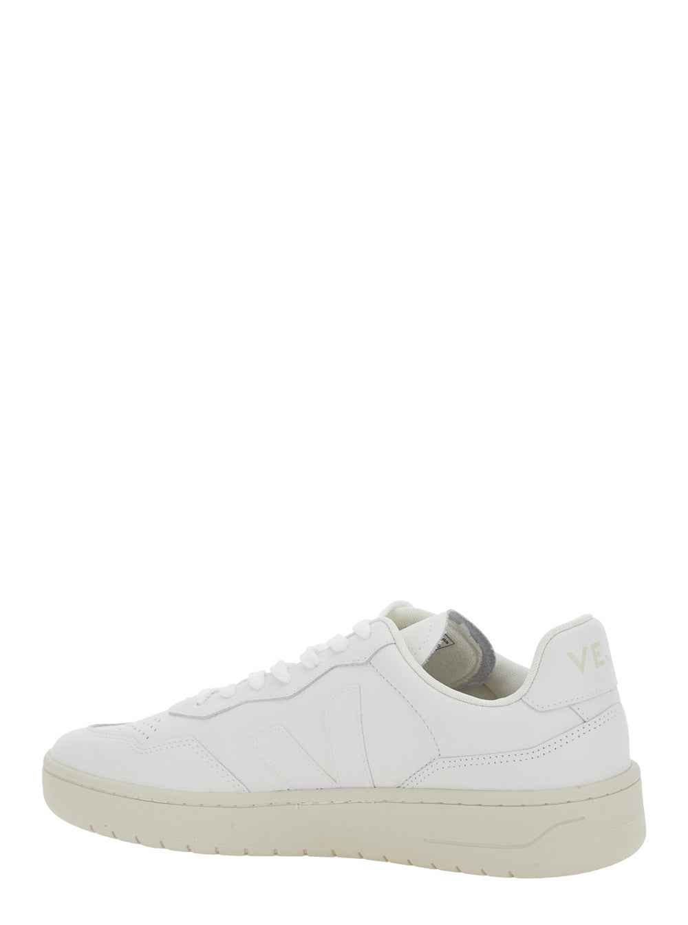 V-90 White Sneakers With Logo Patch On The Tongue And Lettering Heel Leather Unisex