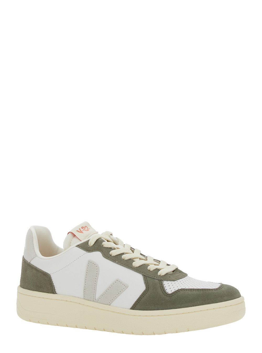 V-82 Green Low Top Sneakers with Logo Patch on Tongue and Side Lettering the Heel in Leather Unisex