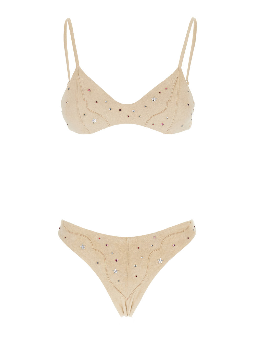 Beige Sequin Bikini in Tech Fabrich Stretch Woman Polyester Elastane Beachwear