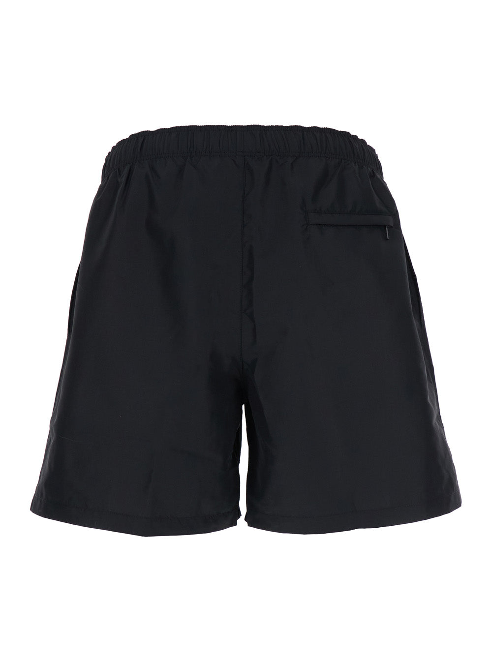 Black Swim Shorts with Elastic Drawstring Waist and Medusa Embroidery on the Front in Tech Fabric Man Polyester Beachwear