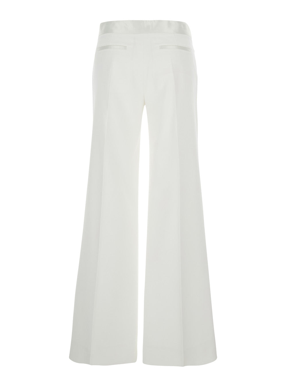 New Gigi White Pants with Belt Detail in Virgin Wool Blend Woman Polyester Trousers
