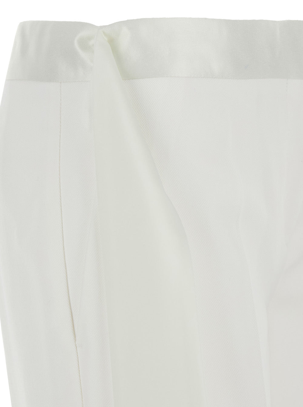 New Gigi White Pants with Belt Detail in Virgin Wool Blend Woman Polyester Trousers