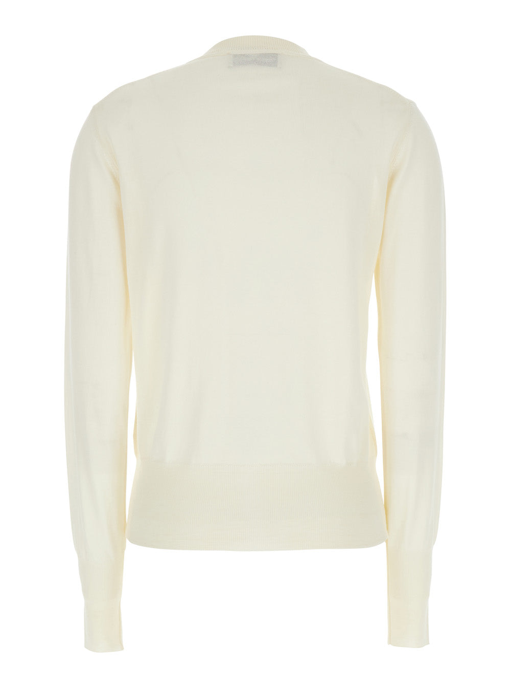 Bea Beige Cardigan With Round Neck And Orb Logo Detail On The Front Wool Silk Blend Woman Jersey