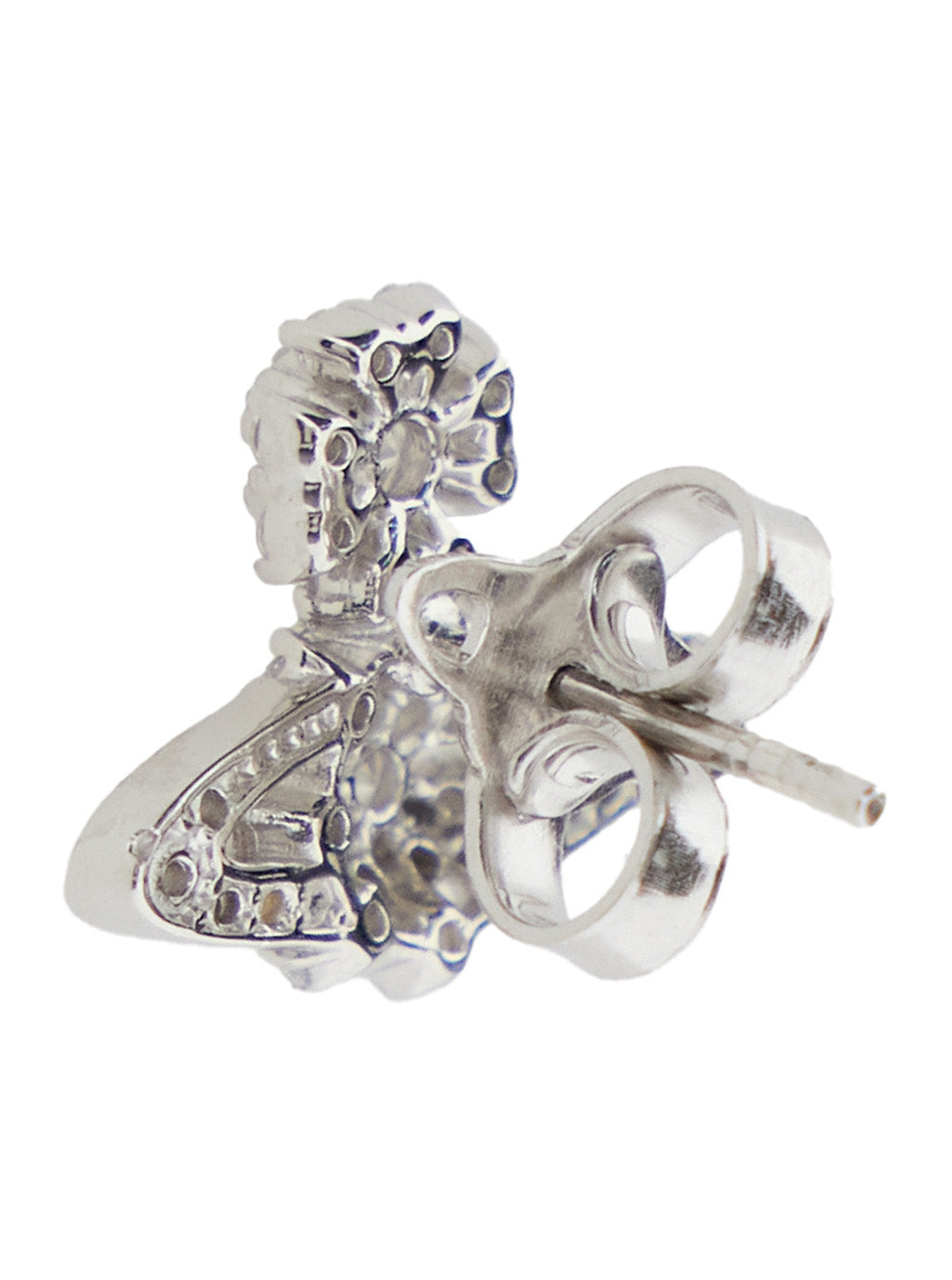 Narcissa Metallic Earings With Rear Closure And Orb Shape Silver Woman Earrings