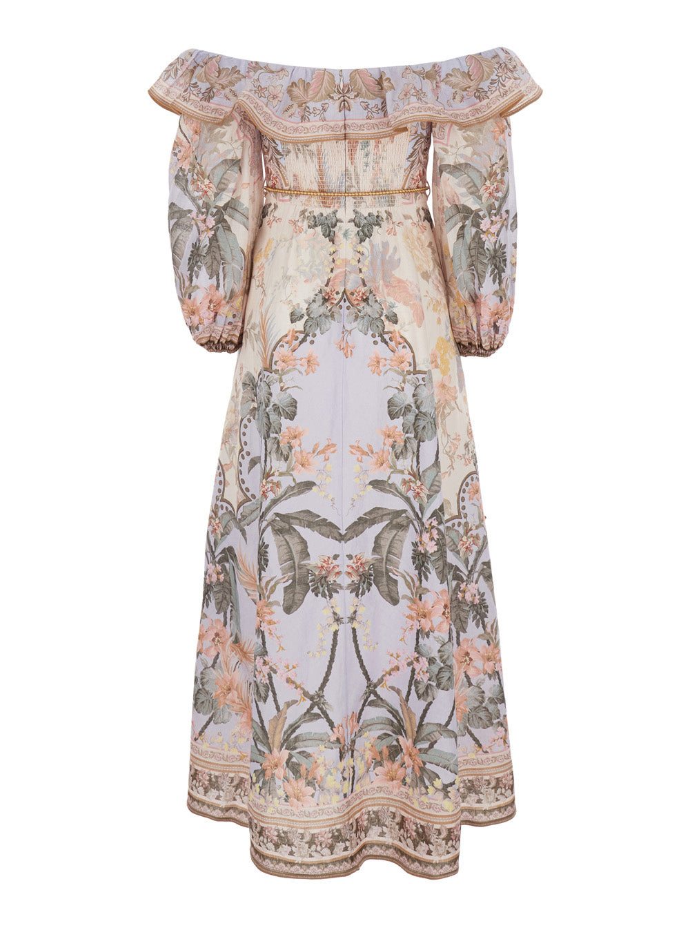 Wylie Multicolor Off-Shoulder Midi Dress With All-Over Floral Print Linen Blend Woman Long