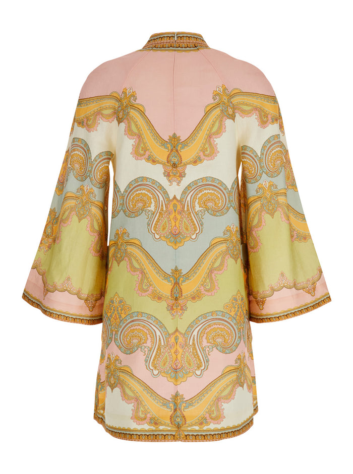 Maxine Multicolor Dress With All-Over Printed Pattern Linen Woman