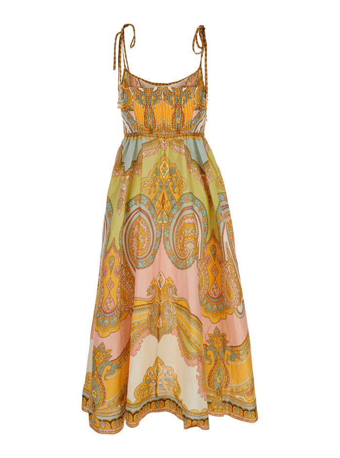 Maxine Multicolor Dress With All-Over Graphic Print Linen Woman