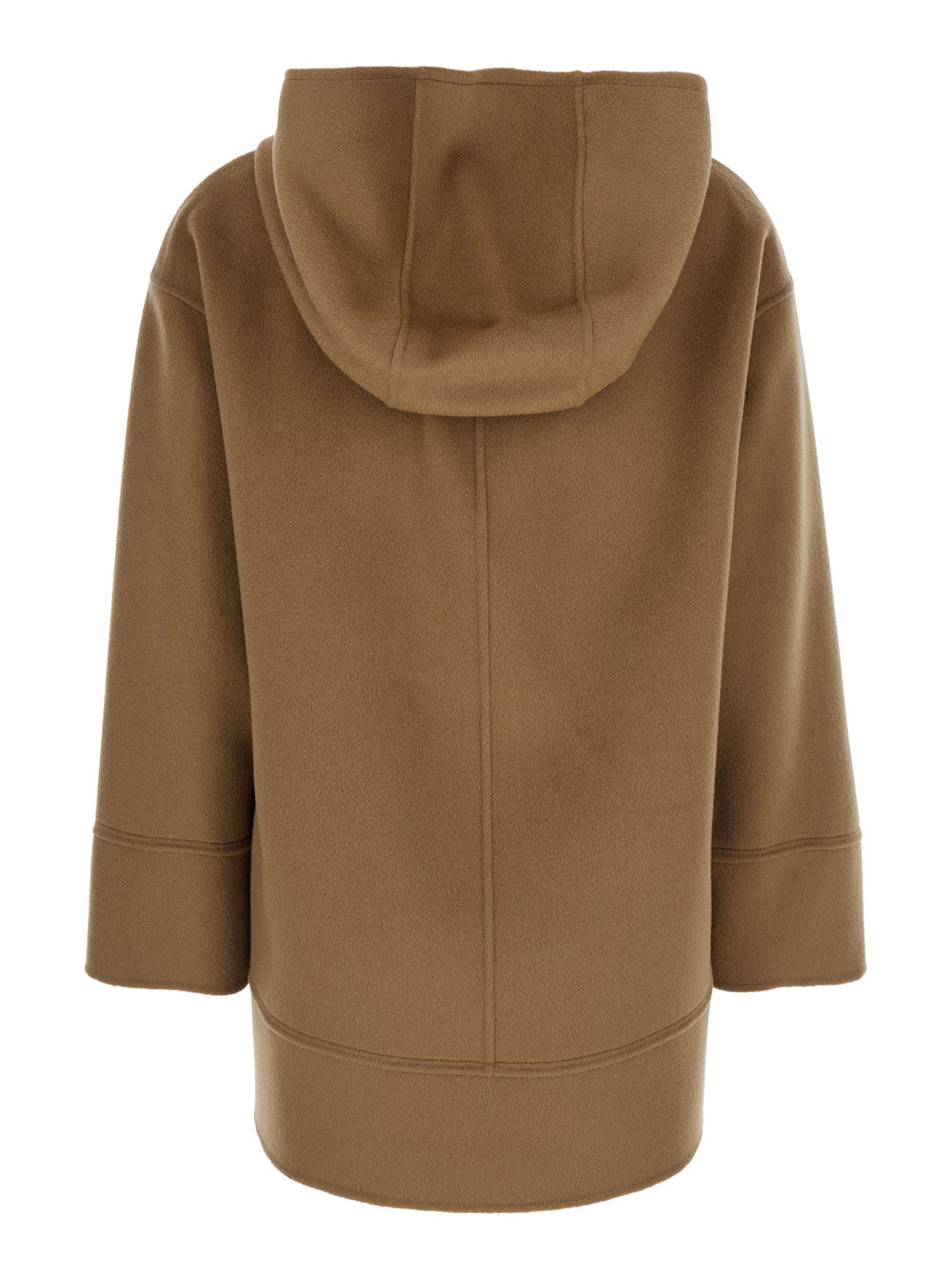 Cloe Brown Coat With Fixed Hood And Dropped Shoulders Wool Woman Beige