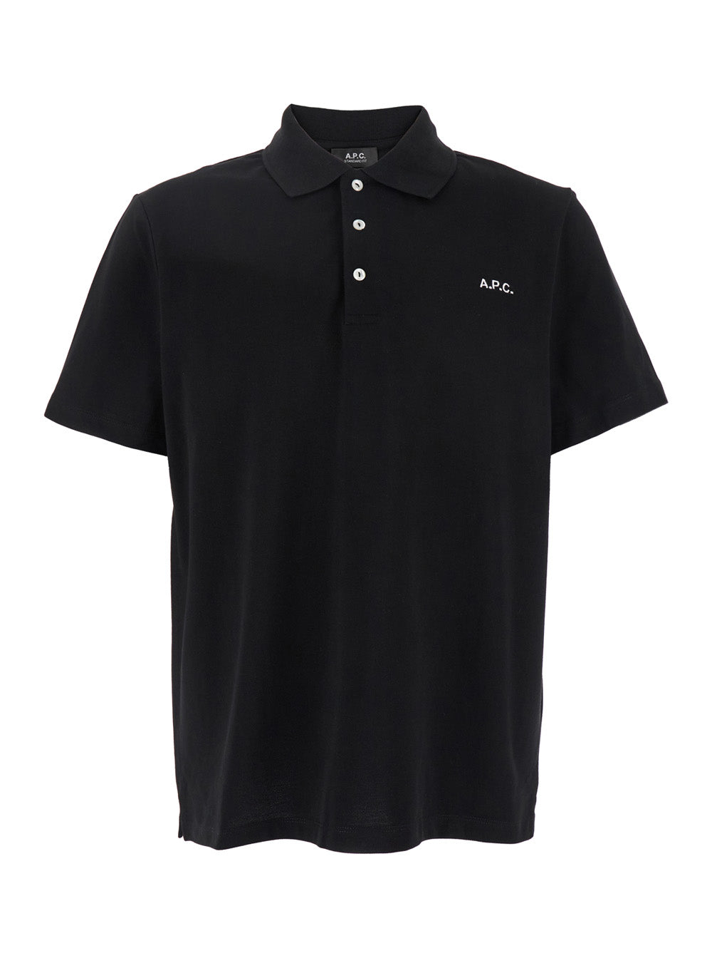 Black Polo Shirt With Classic Collar And Logo Embroidery On The Front Cotton Man Tshirts
