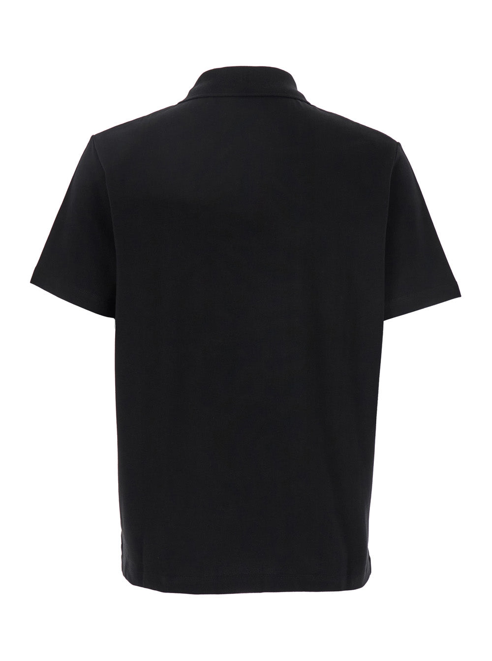 Black Polo Shirt With Classic Collar And Logo Embroidery On The Front Cotton Man Tshirts