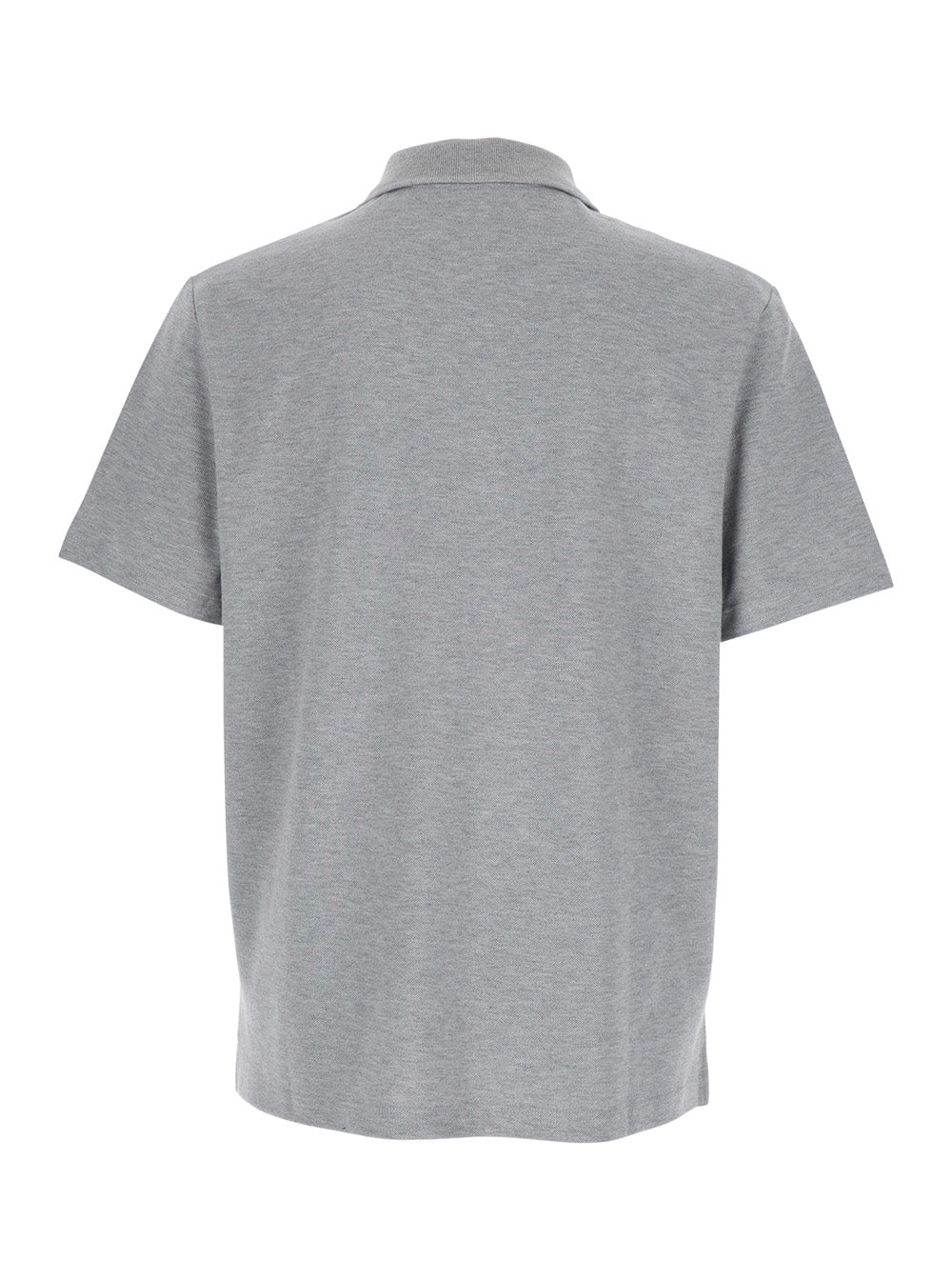 Grey Polo Shirt With Embroidered Logo On The Front Cotton Man Tshirts And