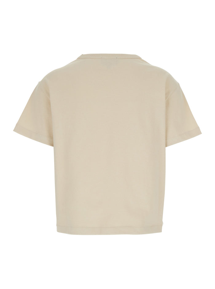 Annie Beige T-Shirt With Logo Print On The Front Cotton Woman Tshirts And Polo Shirts