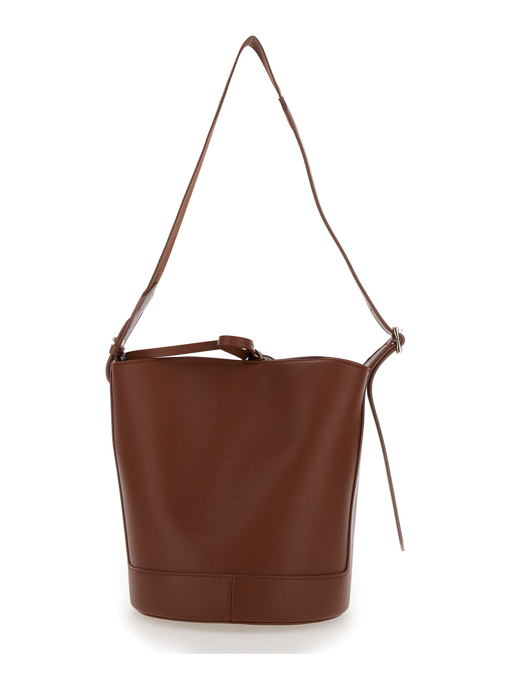 Ana Noisette Brown Bucket Bag With Laminated Logo Leather Woman Hand
