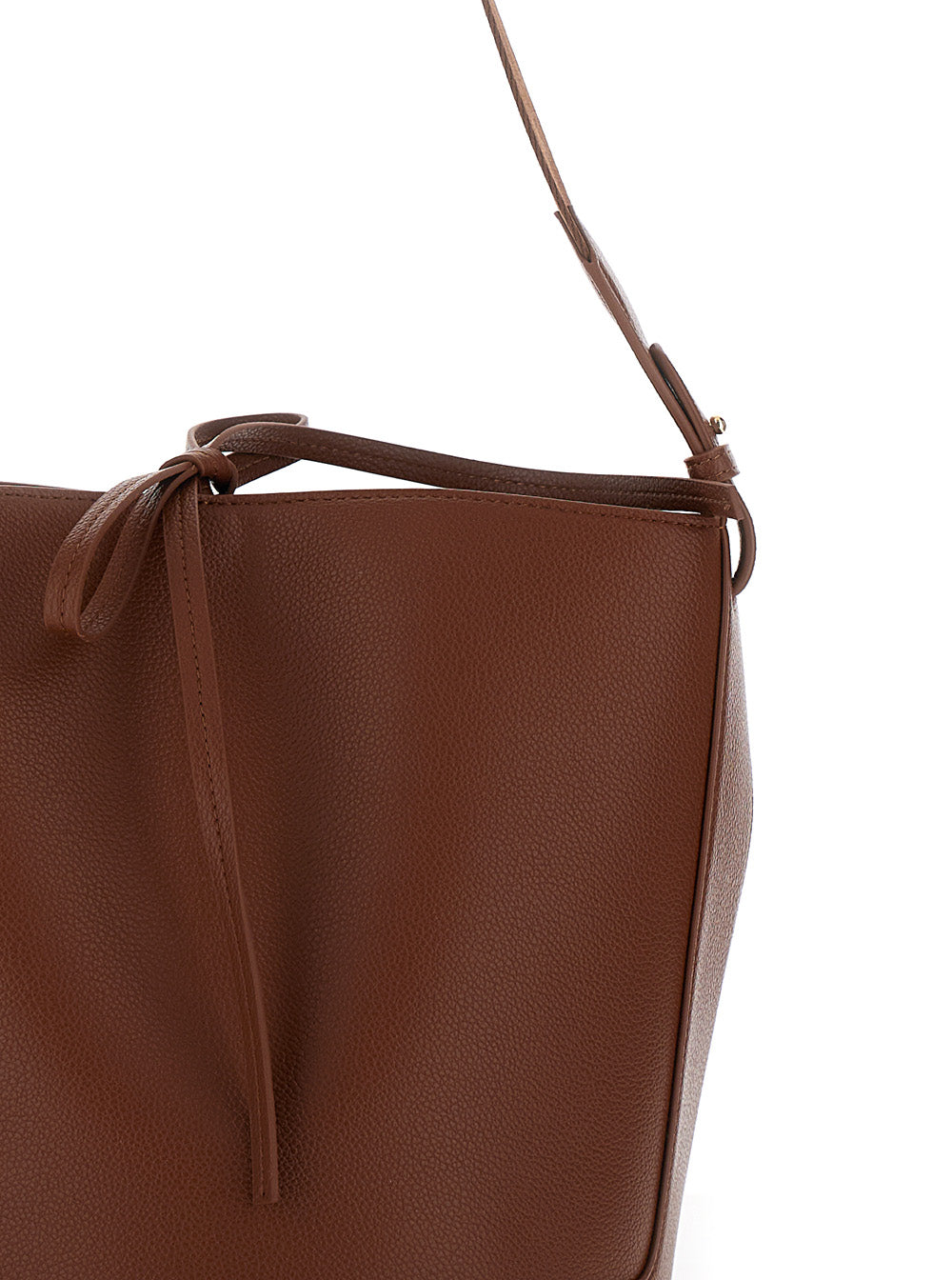 Ana Noisette Brown Bucket Bag With Laminated Logo Leather Woman Hand
