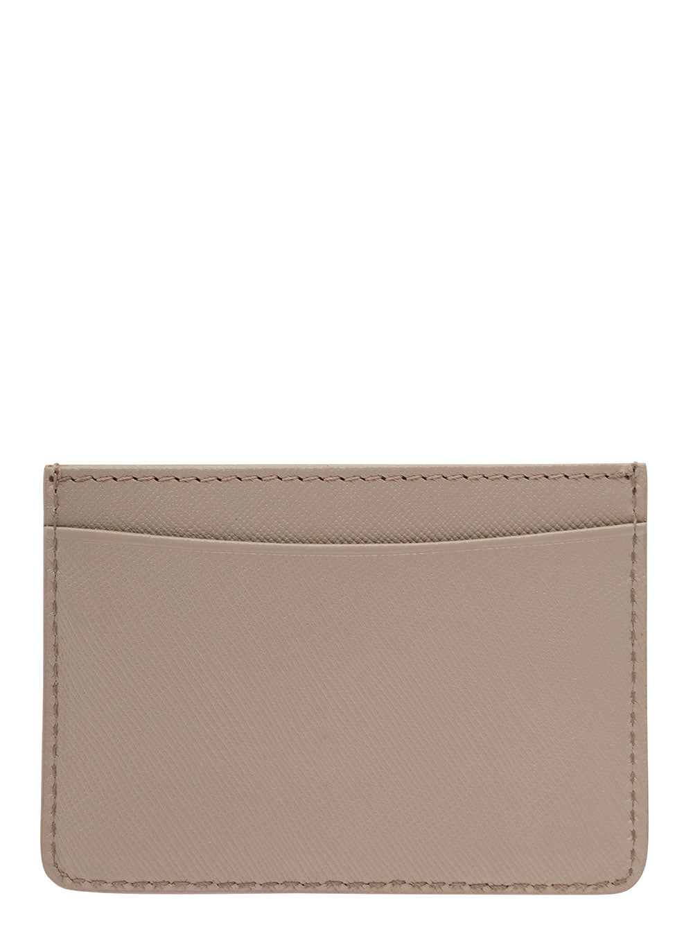 Grey Card Holder with Logo in Hammered Leather Woman Beige Cow Products