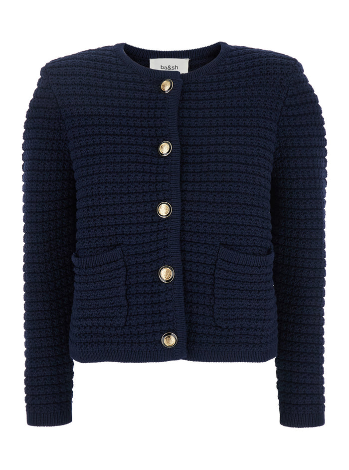 Gaspard Blue Cardigan With Metallic Buttons Cotton Blend Woman Blu Polyamide Jersey