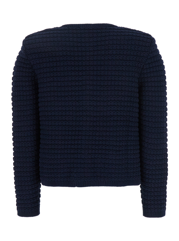 Gaspard Blue Cardigan With Metallic Buttons Cotton Blend Woman Blu Polyamide Jersey