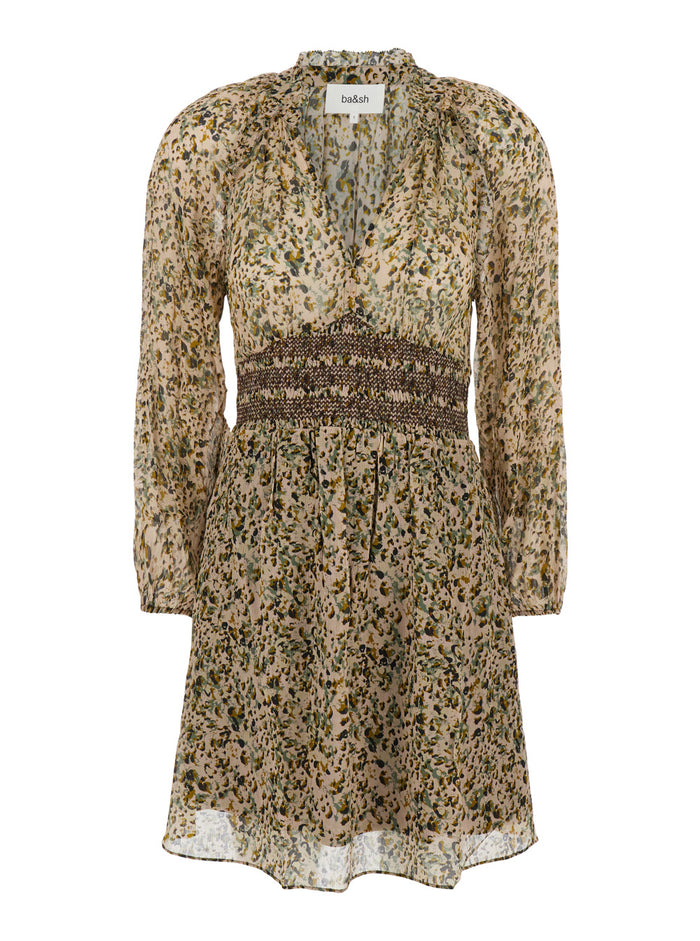 Camelia Multicolor Dress With V-Neck And All-Over Print Viscose Woman