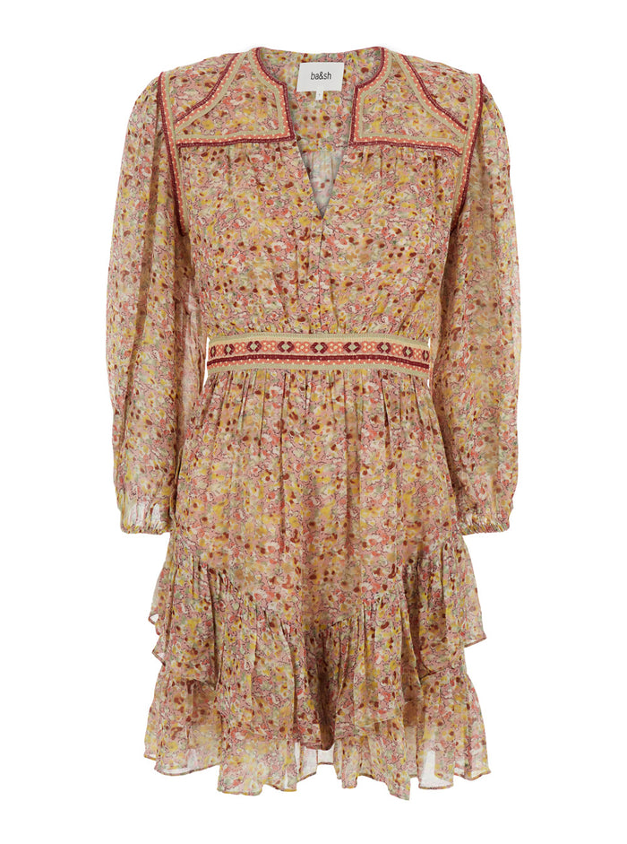Loly Multicolor Dress With V-Neck And Applied Embroideries Viscose Woman