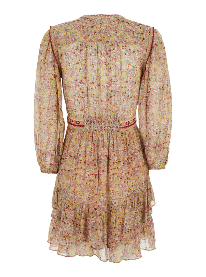 Loly Multicolor Dress With V-Neck And Applied Embroideries Viscose Woman