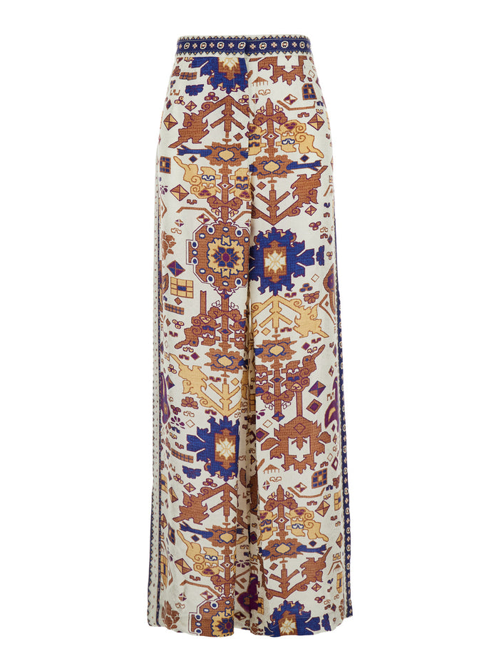 Vlyde Multicolor Pants With Front Concealed Closure And All-Over Print Viscose Woman Trousers