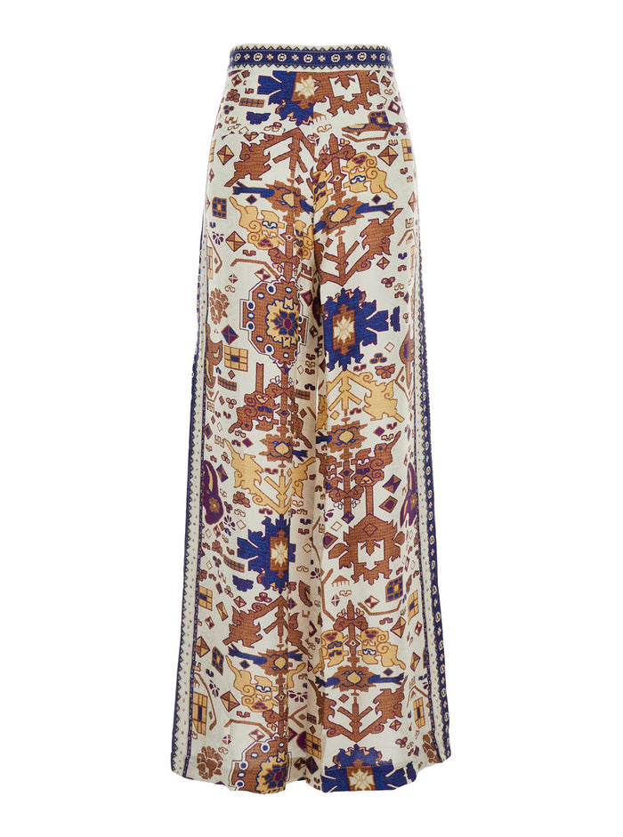 Vlyde Multicolor Pants With Front Concealed Closure And All-Over Print Viscose Woman Trousers