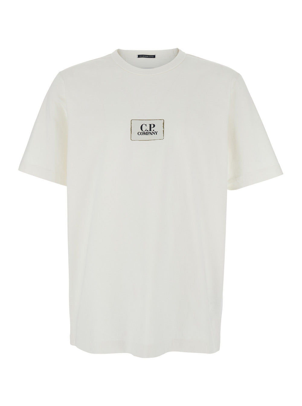 White T-Shirt With Logo Printed On The Front Cotton Man Tshirts And Polo Shirts