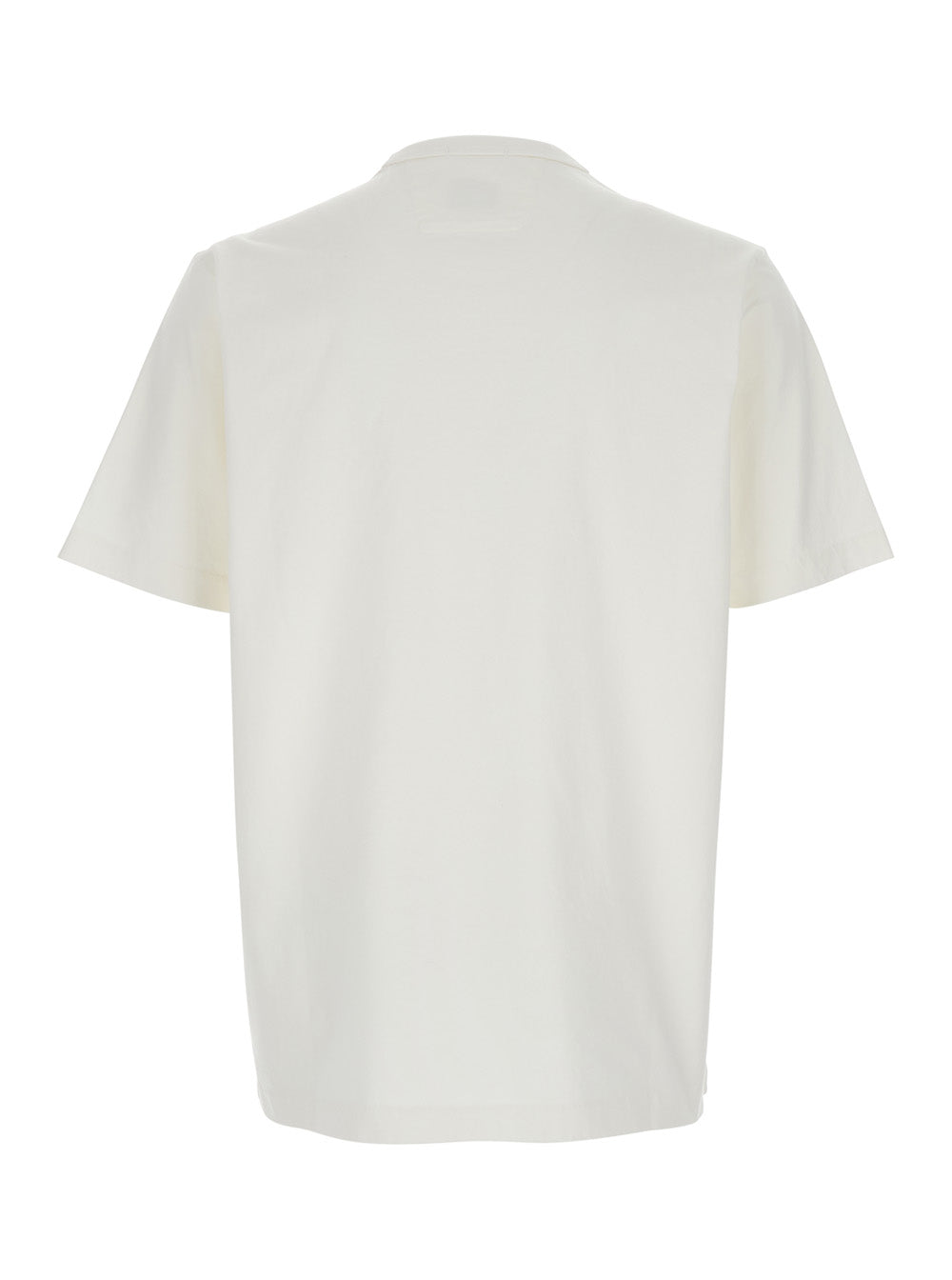 White T-Shirt With Logo Printed On The Front Cotton Man Tshirts And Polo Shirts