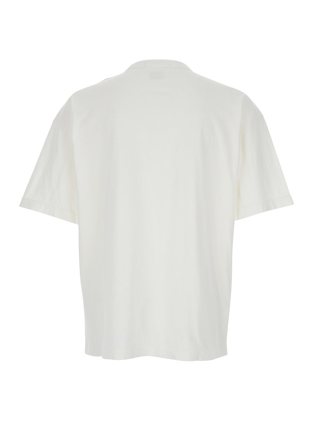 White T-Shirt With Logo Embroidered On The Front Tone-On-Tone Cotton Man Tshirts And Polo Shirts