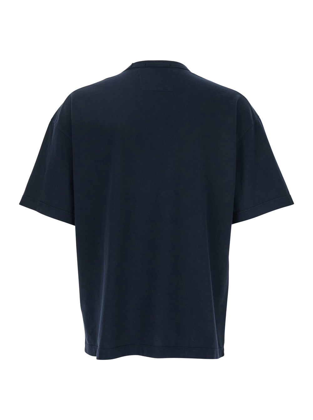 Blue T-Shirt With Logo Embroidered On The Front Tone-On-Tone Cotton Man Blu Tshirts And Polo Shirts