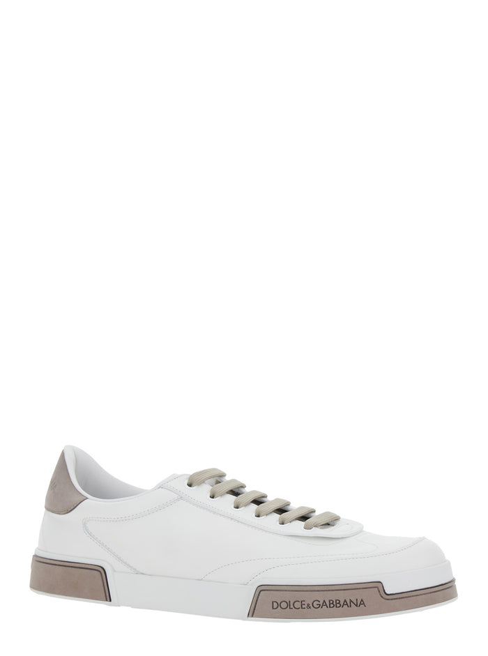 Portofino White Sneaker with Logo Print on the Sole in Leather Man Lamb Calf