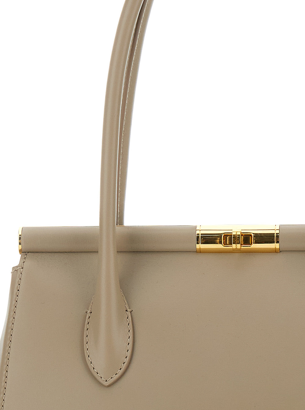 Marlene Medium Beige Handbag with Padlock Detail in Leather Woman Calf Hand Bags