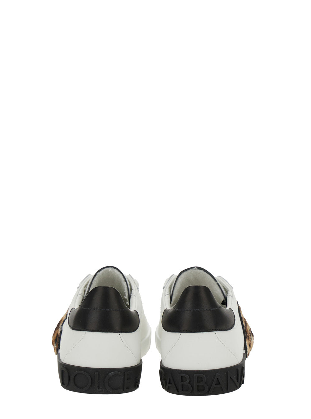 White Low Top Sneaker with Animal-Motif Logo in Leather Woman Calf