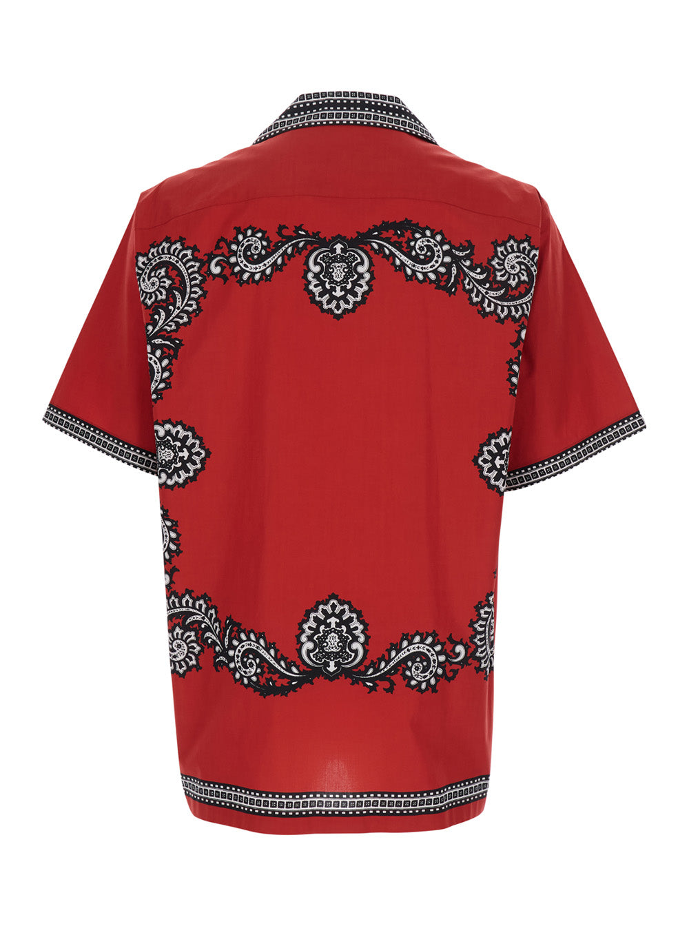 Red Shirt With Bandana Print On Front And Back Cotton Man Blouses