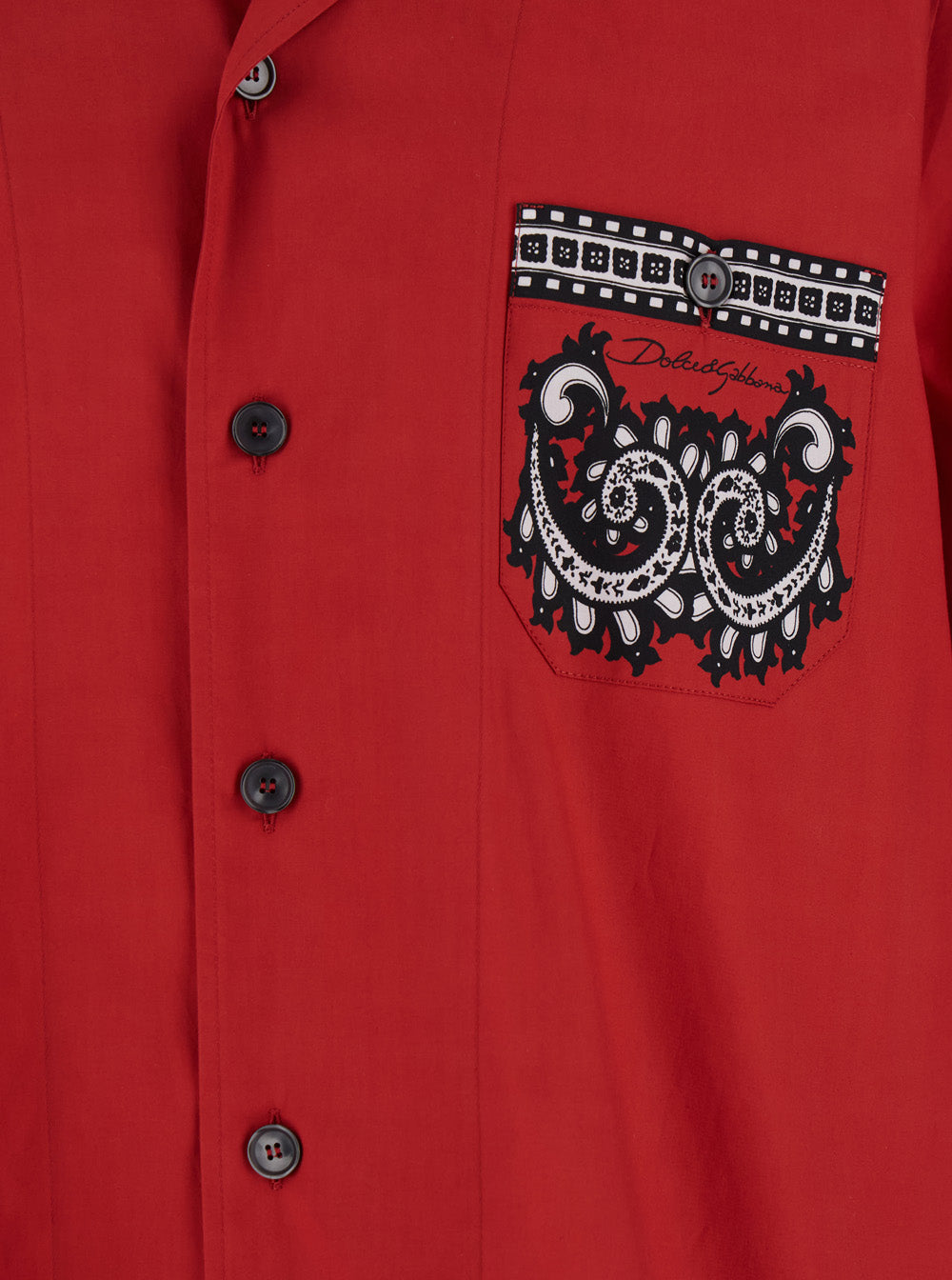 Red Shirt With Bandana Print On Front And Back Cotton Man Blouses