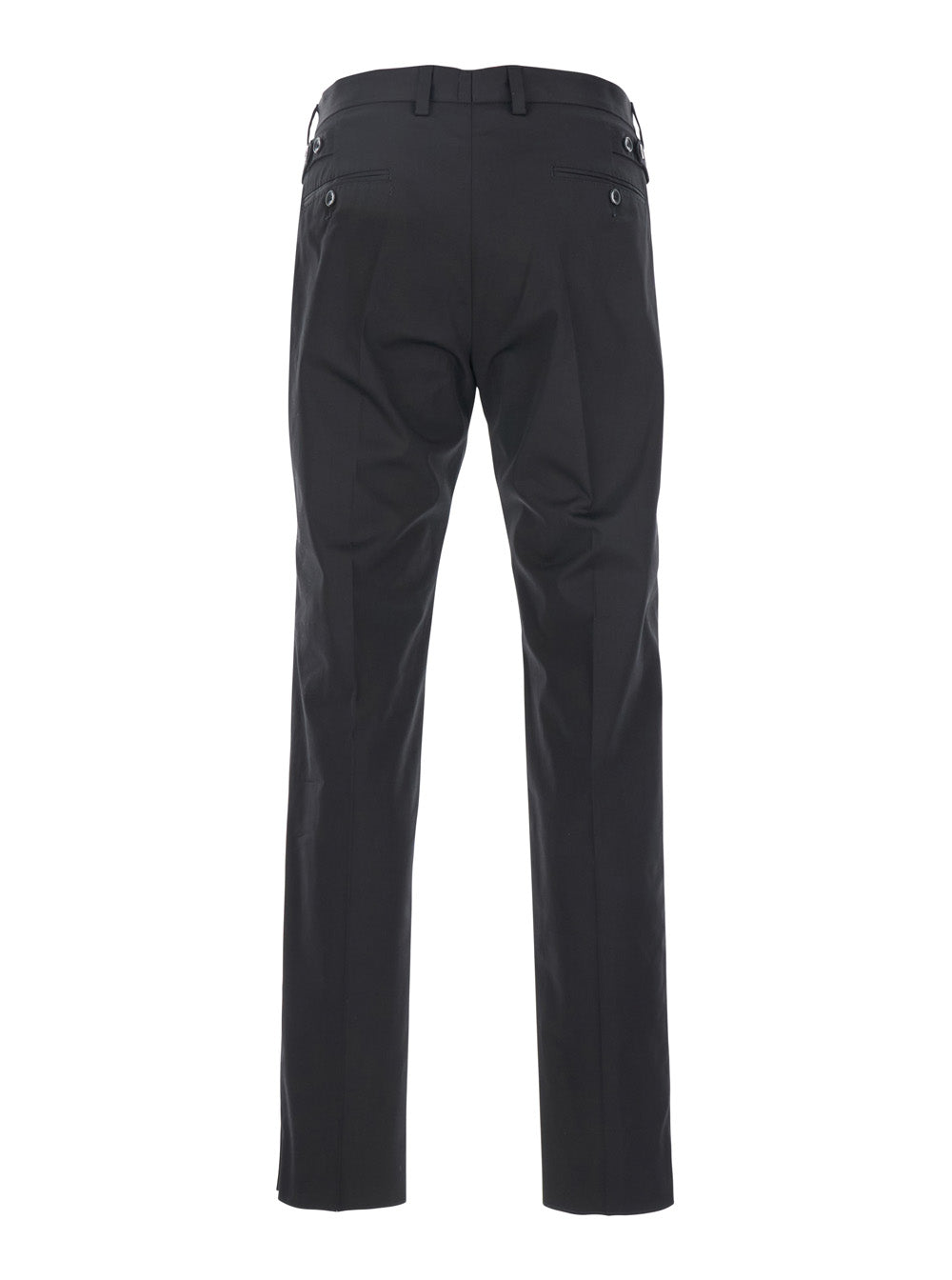 Black Pants with Embroidered Logo on Side in Cotton Man Elastane Trousers