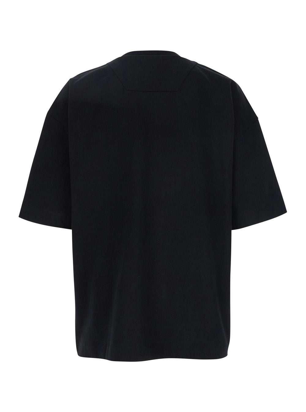 Black T-shirt with Tone-on-Tone Logo Embroidered on the Front in Cotton Man Tshirts And Polo Shirts