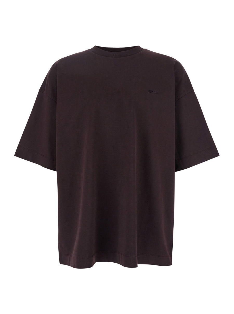 Bordeaux T-Shirt With Embroidered Logo Cotton T-shirts