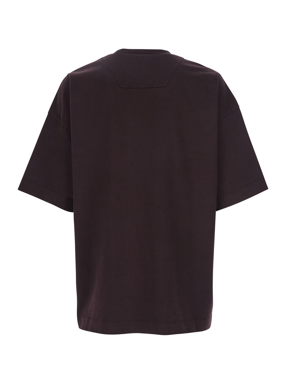 Bordeaux T-Shirt with Logo Embroidered on the Front and Print Back in Cotton Man Tshirts Polo Shirts