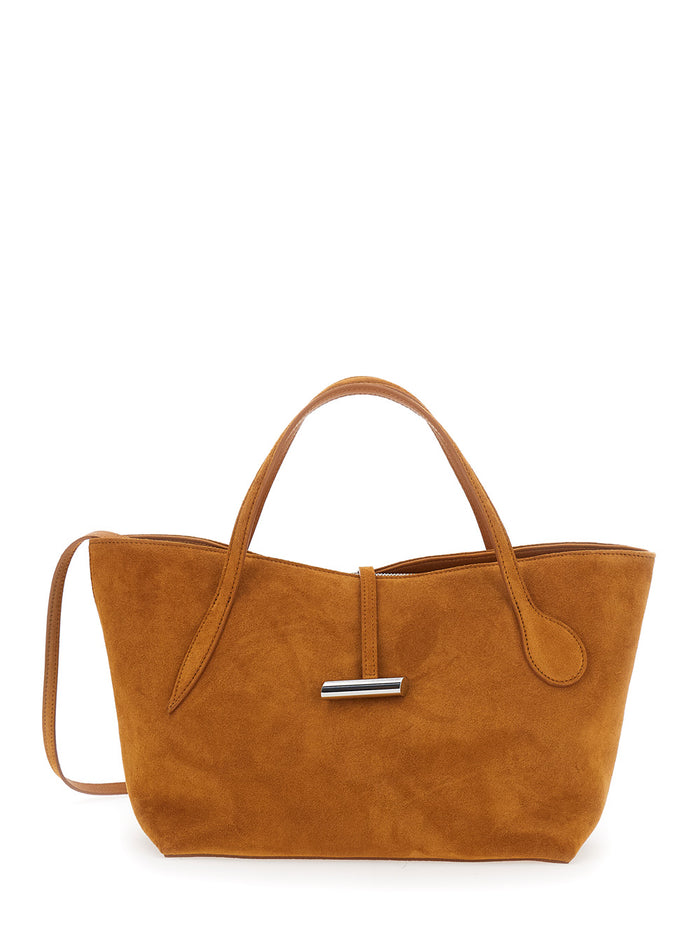 Petite Penne Brown Tote Bag With Side Pocket Leather Woman