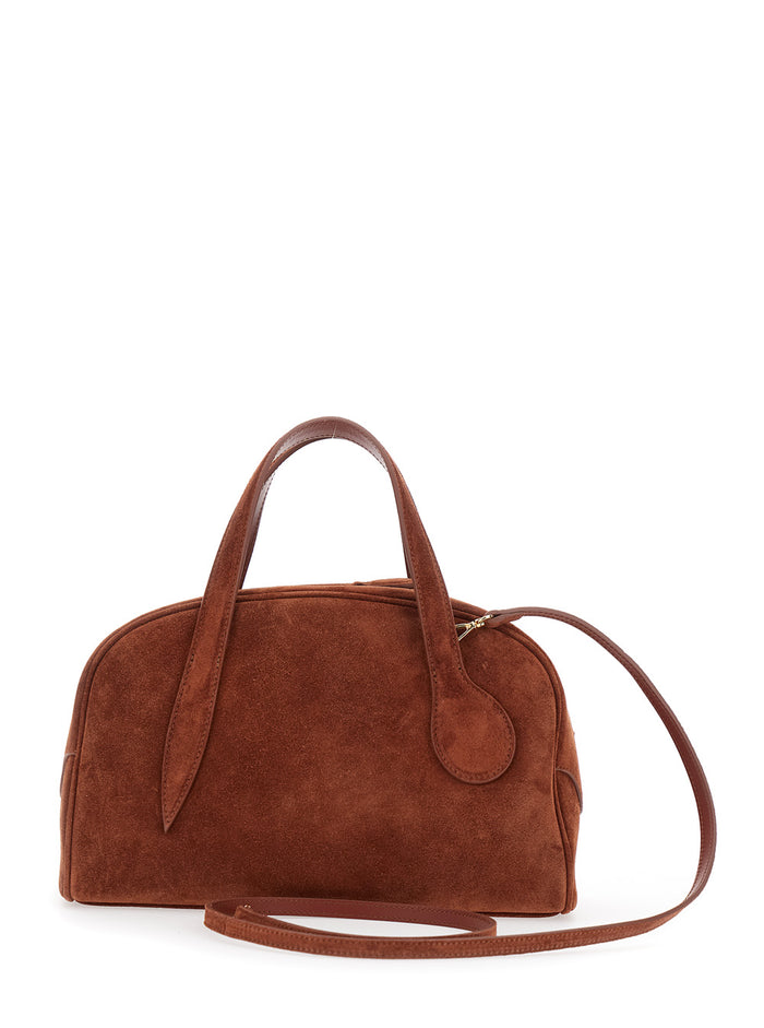 Brown Mini Handbag With Adjustable And Removable Shoulder Strap Suede Woman Hand Bags