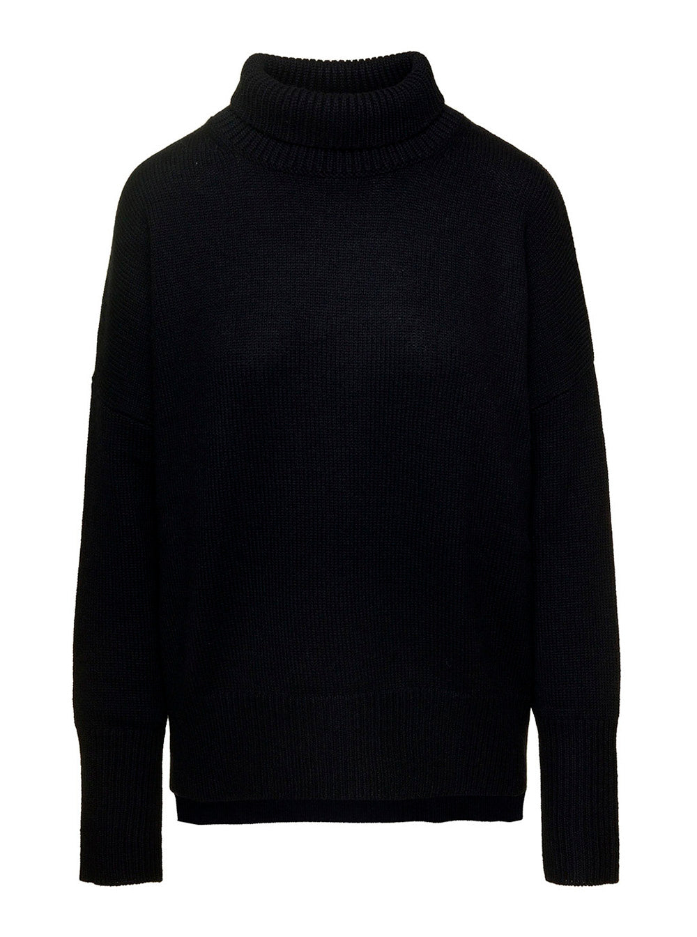 Heidi Black Turtleneck Knitting Sweater Cashmere Woman Knitted Jersey