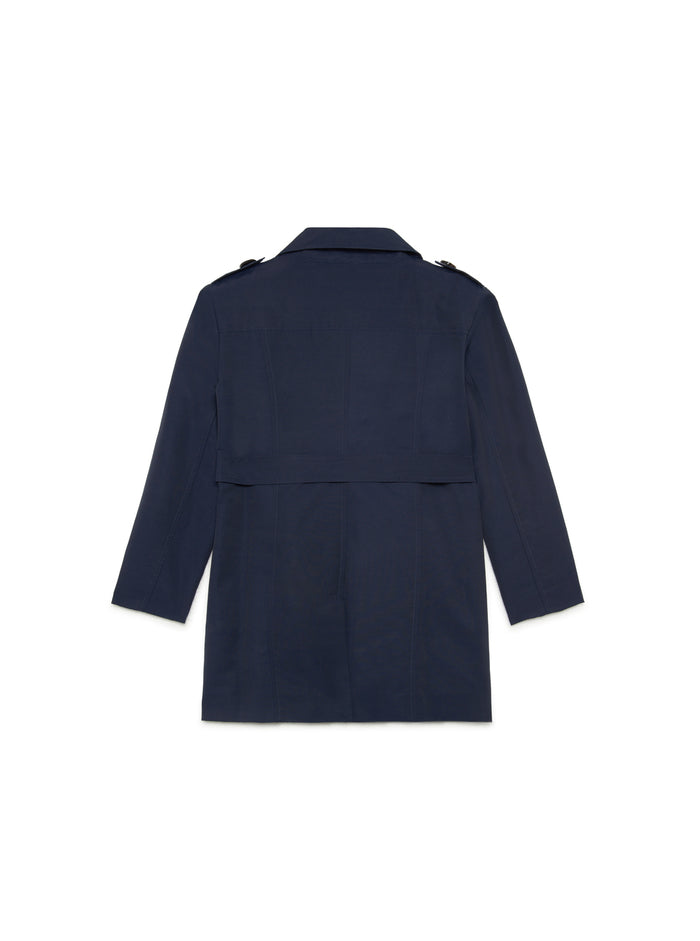 Blue Double-Breasted Trench Coat With Belt Cotton And Nylon Girl Blu