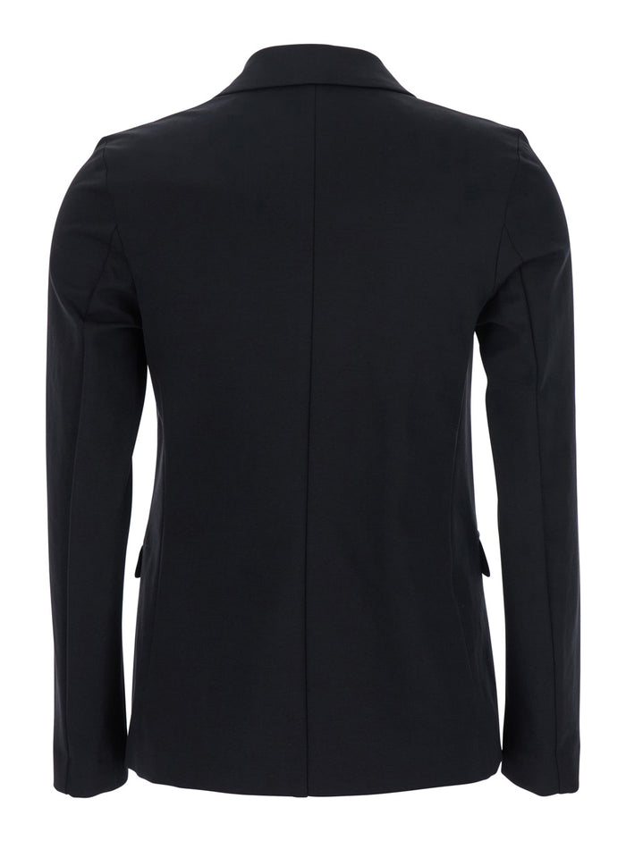 Black Double-Breasted Jacket With Peak Revers Fabric Woman Blazers