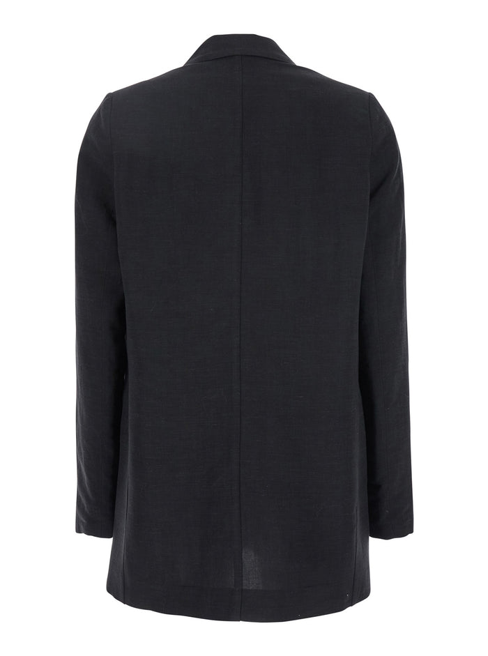 Black Jacket With Classic Lapels And Welt Pocket On The Chest Fabric Woman Blazers