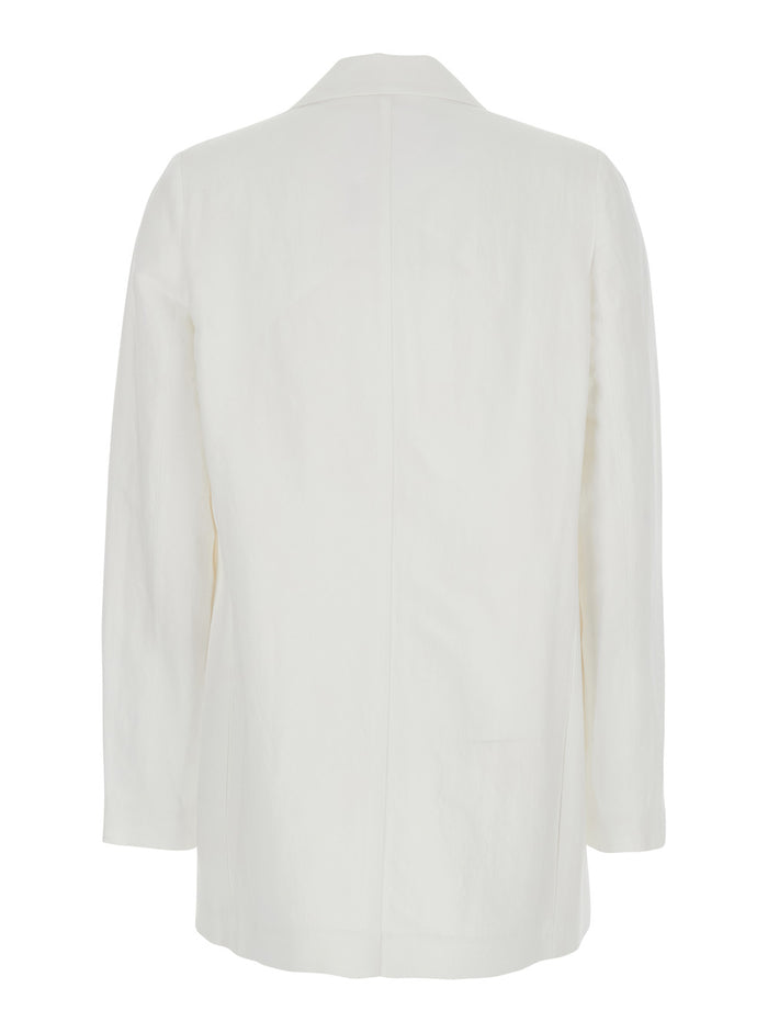 White Jacket With Classic Lapels And Welt Pocket On The Chest Fabric Woman Blazers